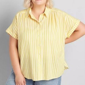 Lane Bryant plus size Summer Yellow Striped Shirt lightweight like new